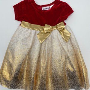 Blueberi Boulevard Size 18M Red Velvet & Gold Tulle Girl's Short-Sleeve Dress